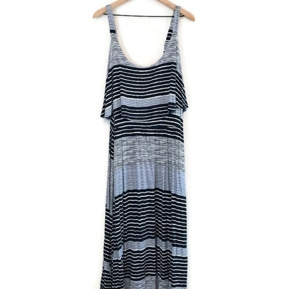 Lane Bryant Navy Blue White Tiered Sleeveless Macy Dress Women’s size 22/24